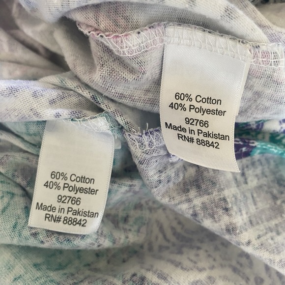 2 Woman Within 14 16 M Cotton Blend Short Sleeve Top Tunic T Shirt Teal Purple - Picture 7 of 8